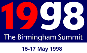 Birmingham G8 Summit, UK, May 15-17, 1998.